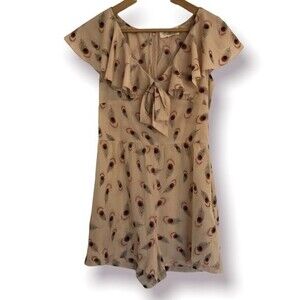 Boutique Forever 21 Peacock Feather Romper with Pockets